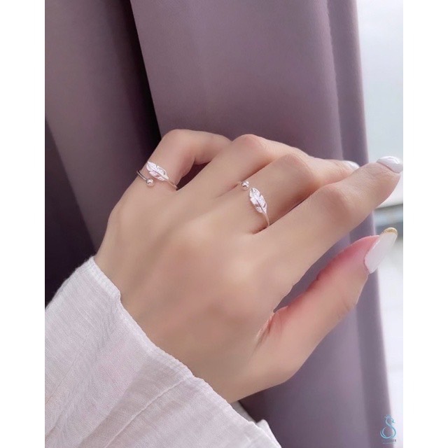 SUMMER 銀飾💫［925純銀］🍃簡約羽毛造型尾戒（開口戒圍可自行調整佩戴）抗過敏 純銀戒指-細節圖8