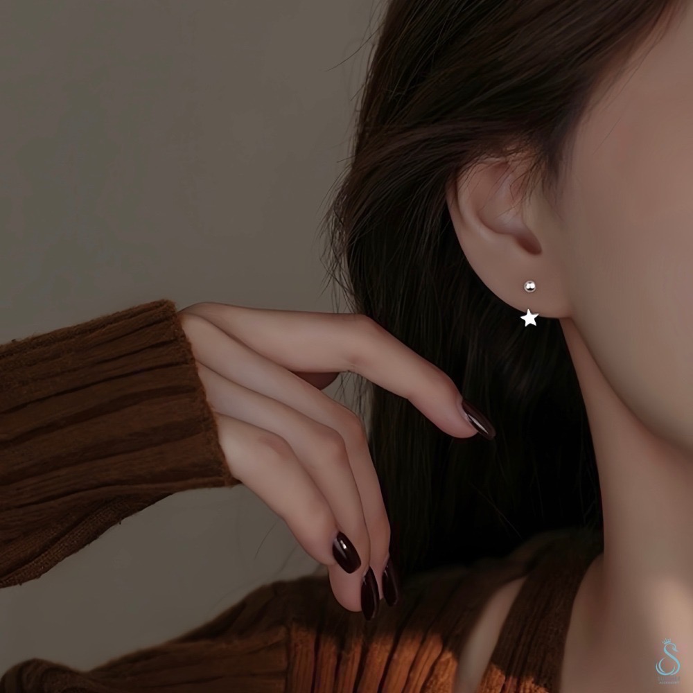 SUMMER 銀飾💫［999足銀］星星流蘇轉珠耳環 鎖珠式耳環 C型耳環 純銀耳環-細節圖5