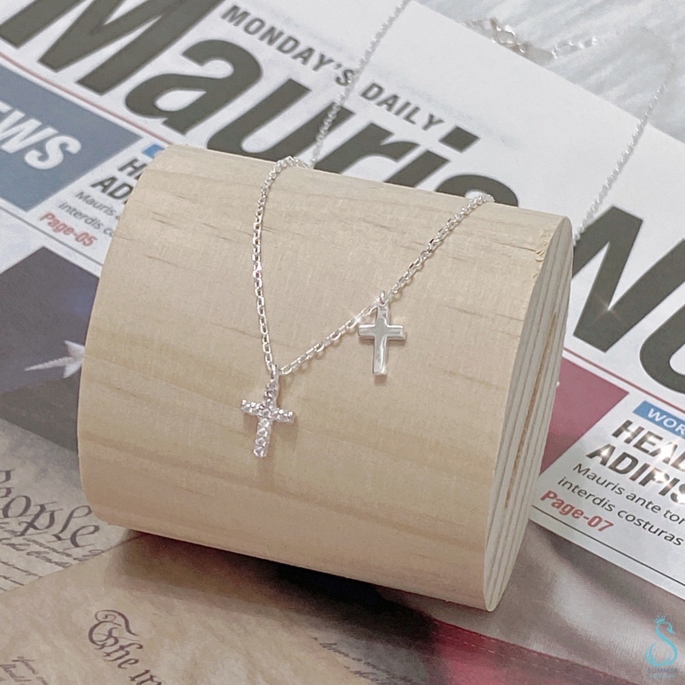 SUMMER韓 銀飾💫［925純銀］️雙十字架項鍊 純銀項鍊 純銀飾品-細節圖3