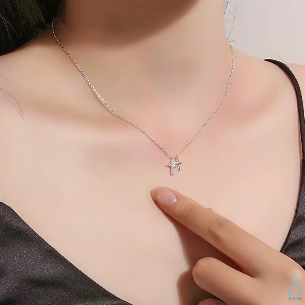 SUMMER韓 銀飾💫［925純銀］️雙十字架項鍊 純銀項鍊 純銀飾品-細節圖4