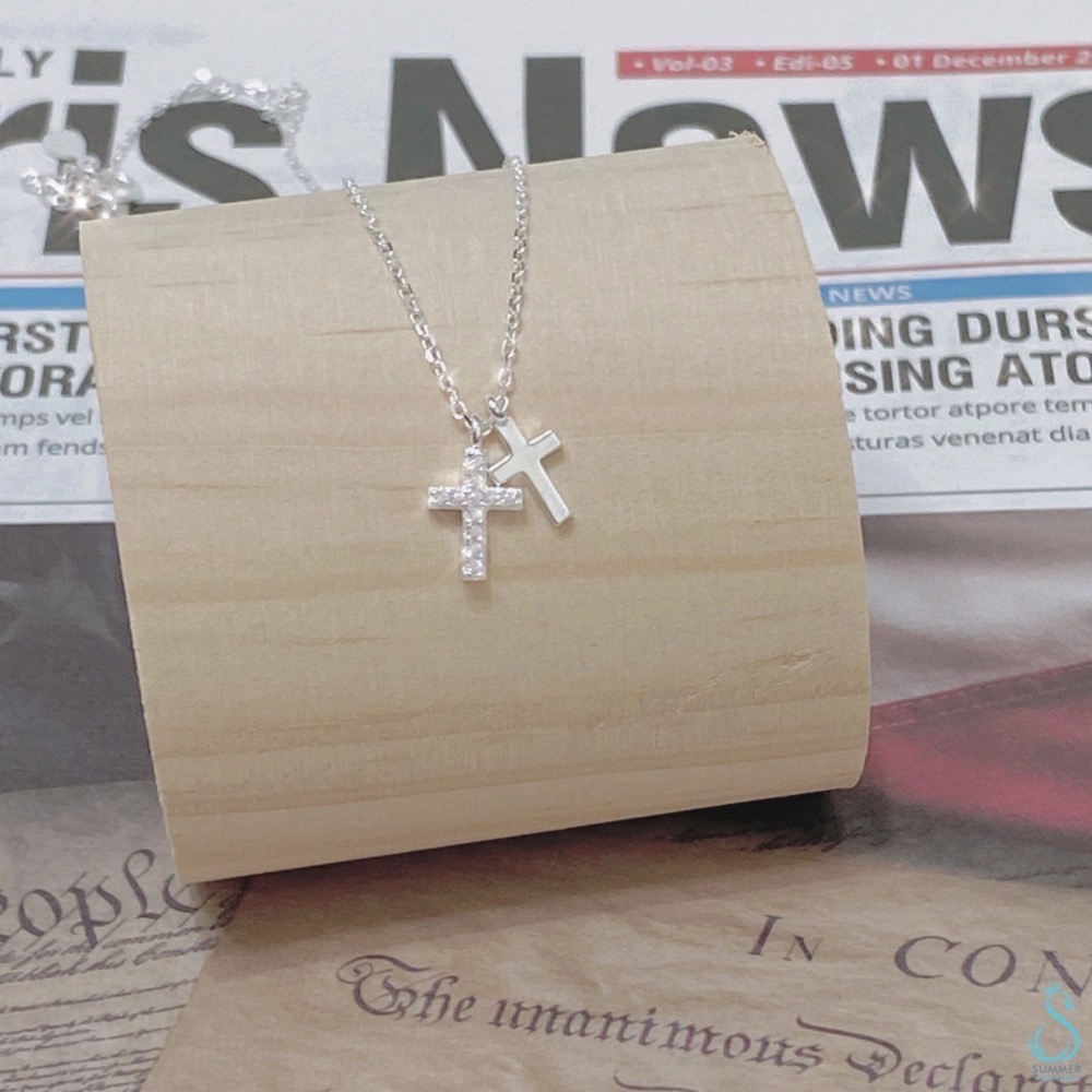 SUMMER韓 銀飾💫［925純銀］️雙十字架項鍊 純銀項鍊 純銀飾品-細節圖7