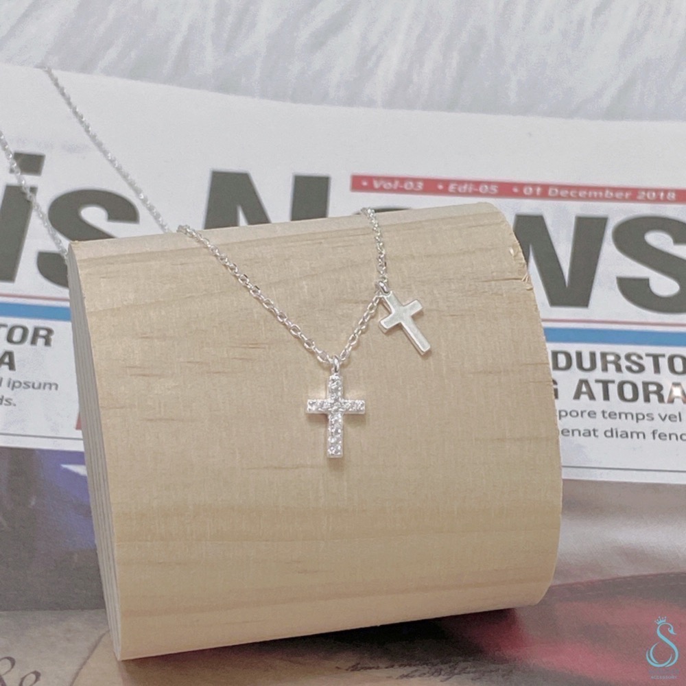 SUMMER韓 銀飾💫［925純銀］️雙十字架項鍊 純銀項鍊 純銀飾品-細節圖8