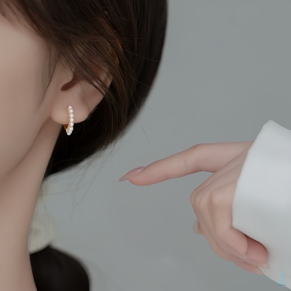 SUMMER 銀飾💫［925純銀］圓環珍珠耳扣耳環 純銀耳環-細節圖3