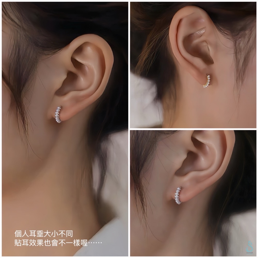 SUMMER 銀飾💫［925純銀］圓環珍珠耳扣耳環 純銀耳環-細節圖7