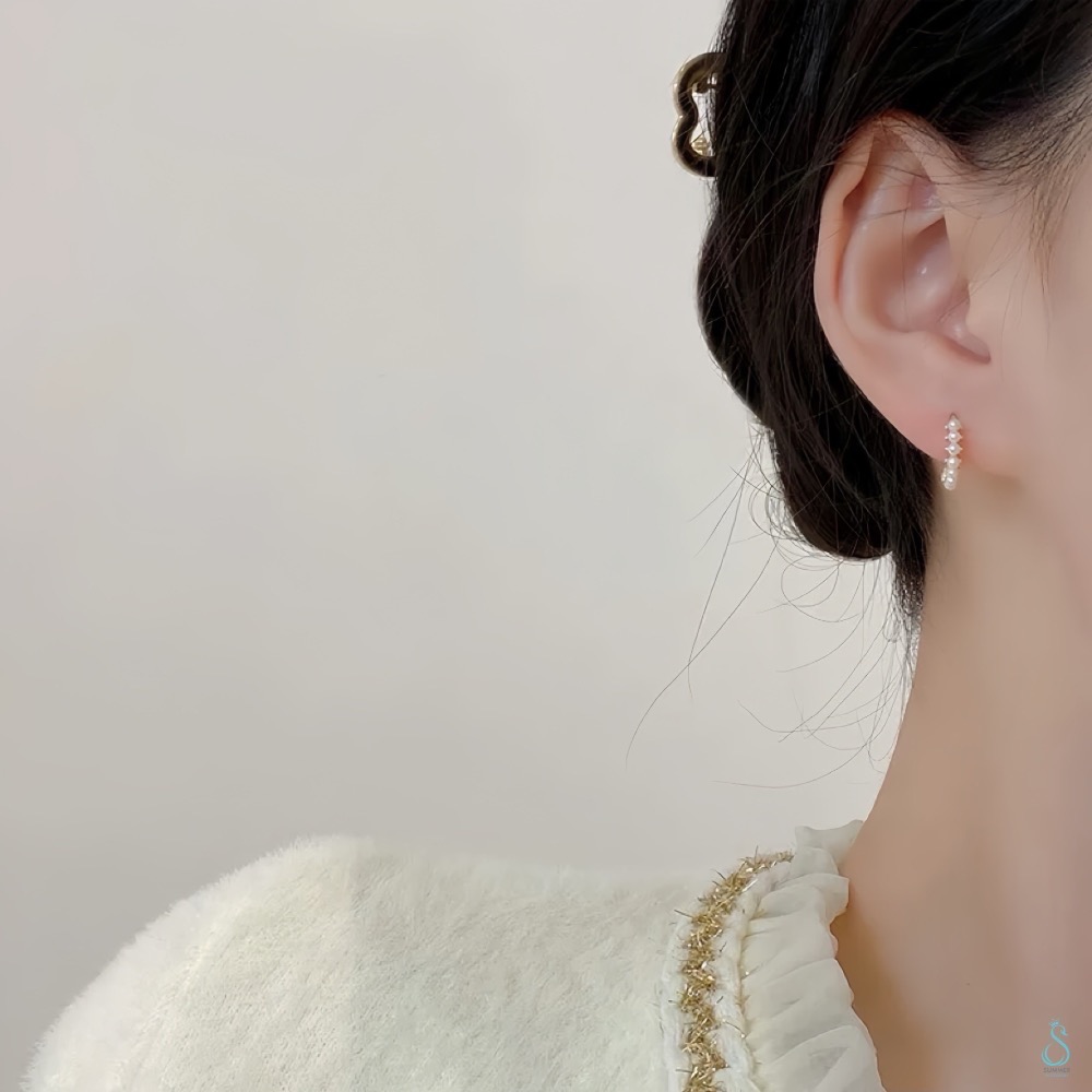 SUMMER 銀飾💫［925純銀］圓環珍珠耳扣耳環 純銀耳環-細節圖9