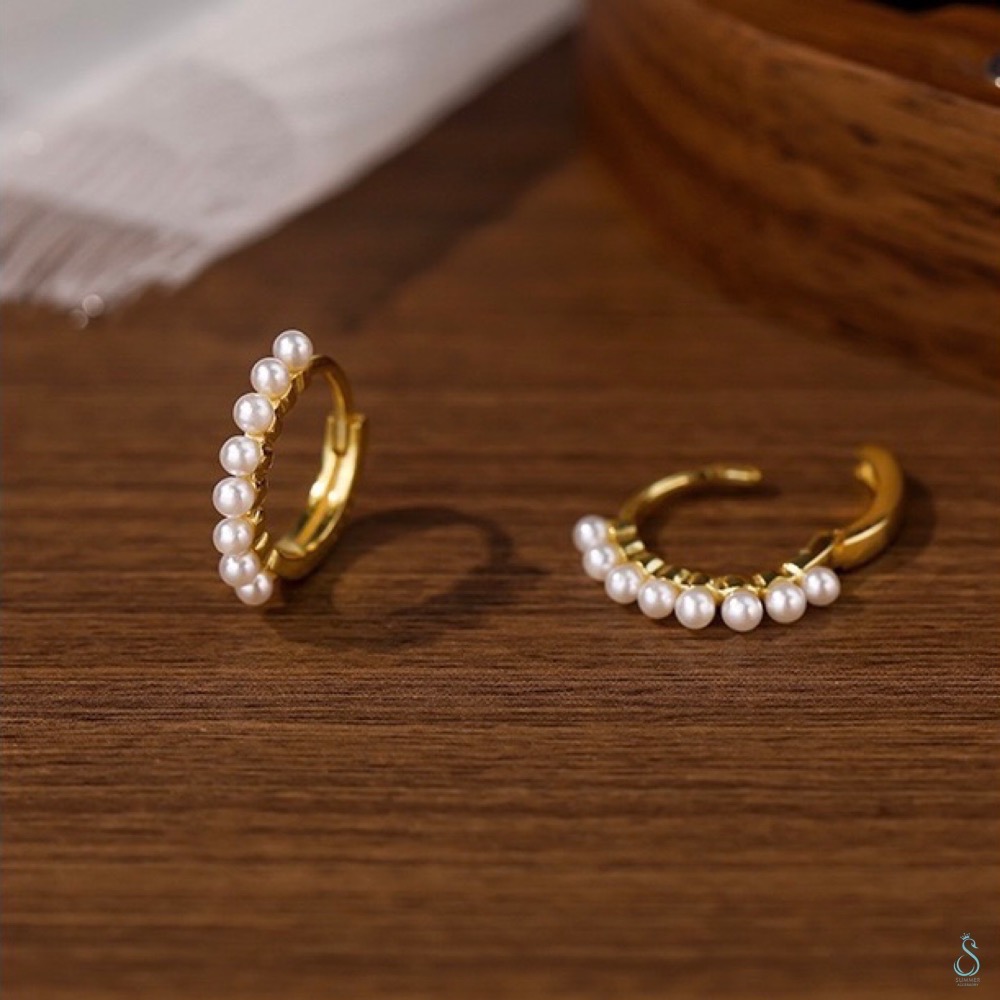 SUMMER 銀飾💫［925純銀］圓環珍珠耳扣耳環 純銀耳環-細節圖6