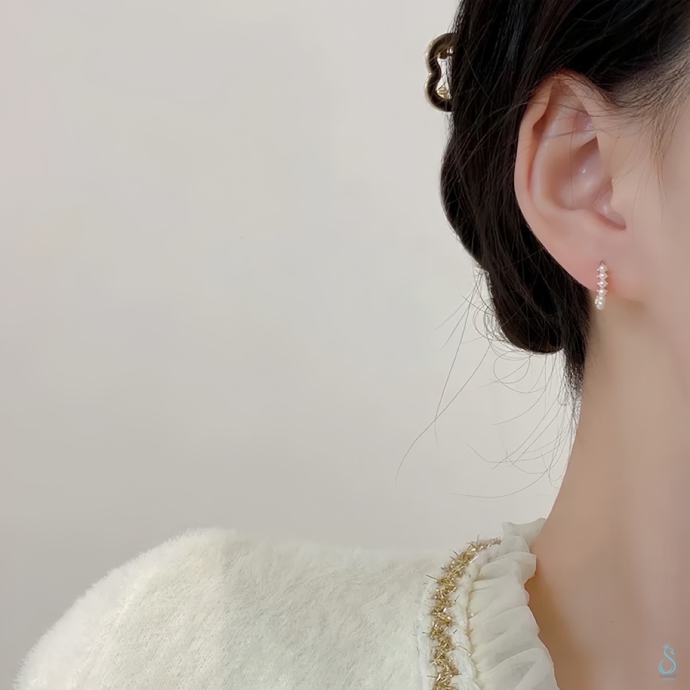 SUMMER 銀飾💫［925純銀］圓環珍珠耳扣耳環 純銀耳環-細節圖9