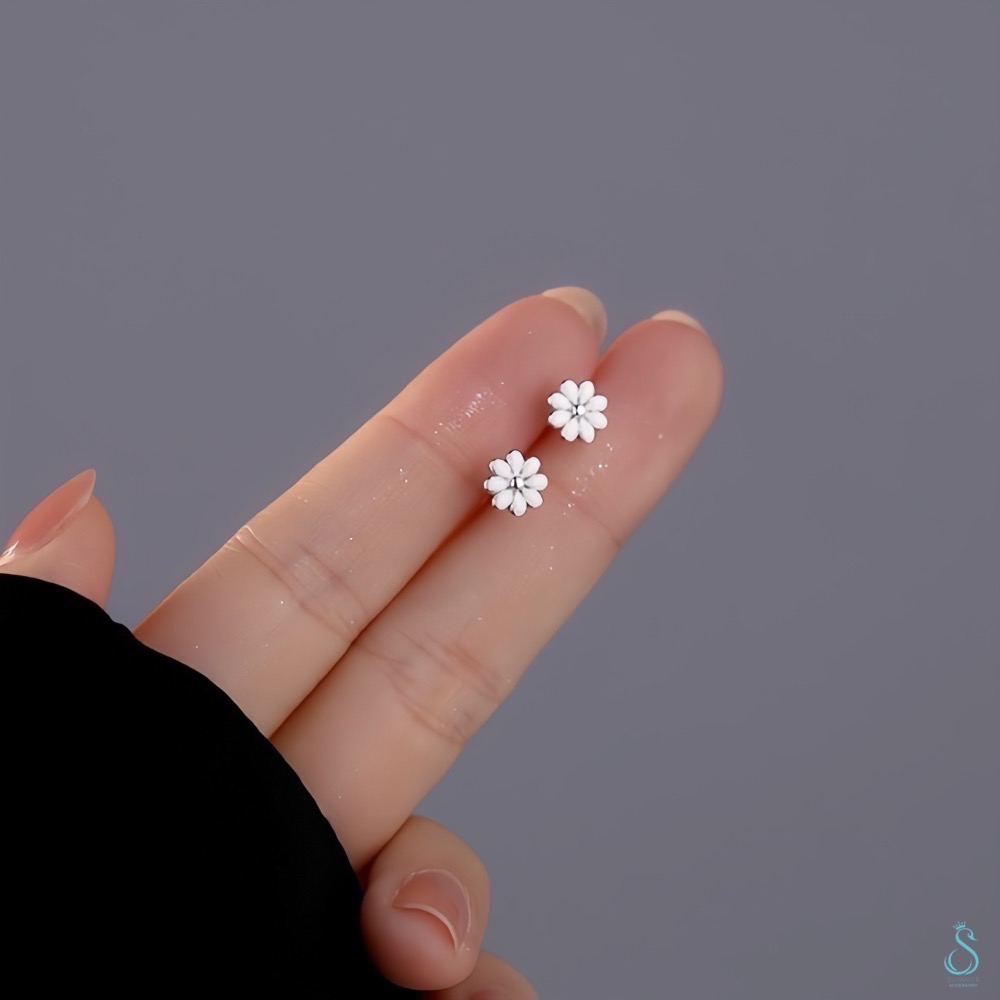 SUMMER 銀飾💫［999足銀］日系甜美花朵耳環 純銀耳環 迷你耳環 養耳-細節圖6