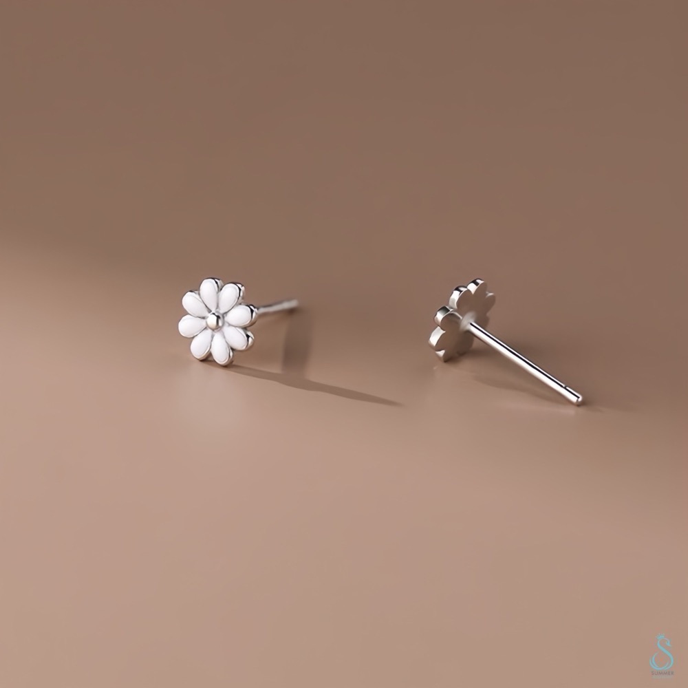 SUMMER 銀飾💫［999足銀］日系甜美花朵耳環 純銀耳環 迷你耳環 養耳-細節圖9