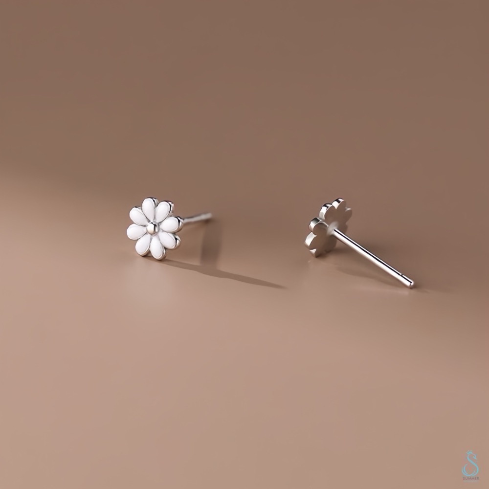 SUMMER 銀飾💫［999足銀］日系甜美花朵耳環 純銀耳環 迷你耳環 養耳-細節圖9