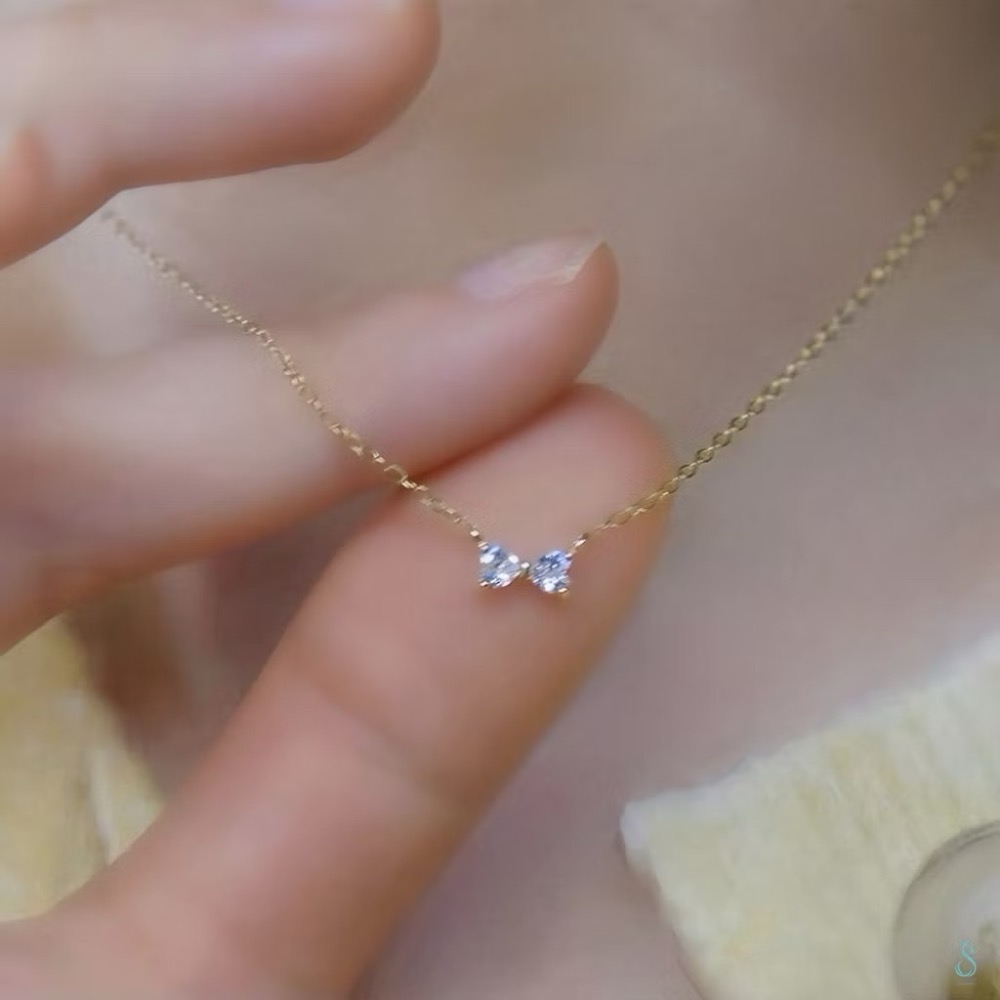 SUMMER韓 銀飾💫［925純銀］ 甜美巧蝶 迷你蝴蝶結項鏈 正韓 鎖骨項鏈 純銀項鏈 銀飾品-細節圖2