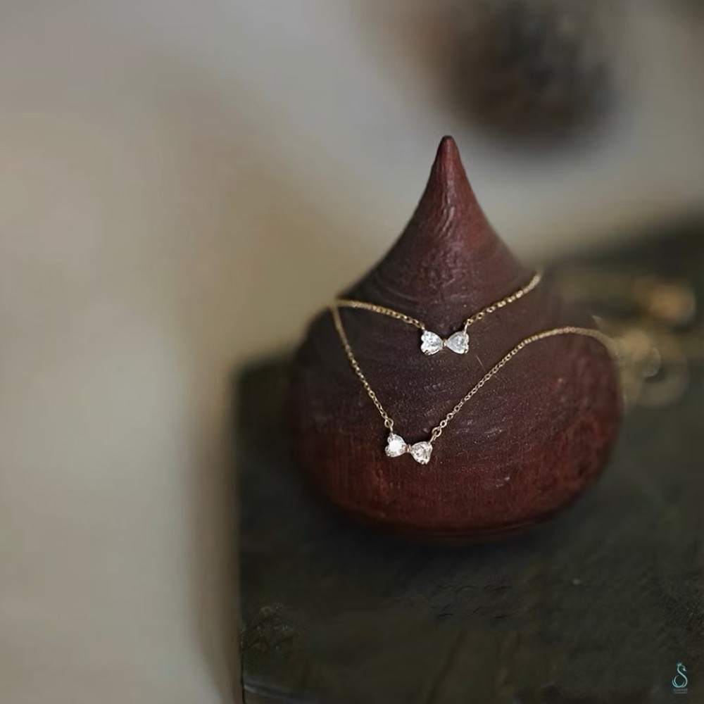 SUMMER韓 銀飾💫［925純銀］ 甜美巧蝶 迷你蝴蝶結項鏈 正韓 鎖骨項鏈 純銀項鏈 銀飾品-細節圖3