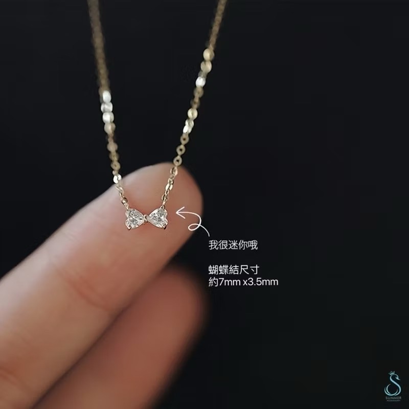 SUMMER韓 銀飾💫［925純銀］ 甜美巧蝶 迷你蝴蝶結項鏈 正韓 鎖骨項鏈 純銀項鏈 銀飾品-細節圖6