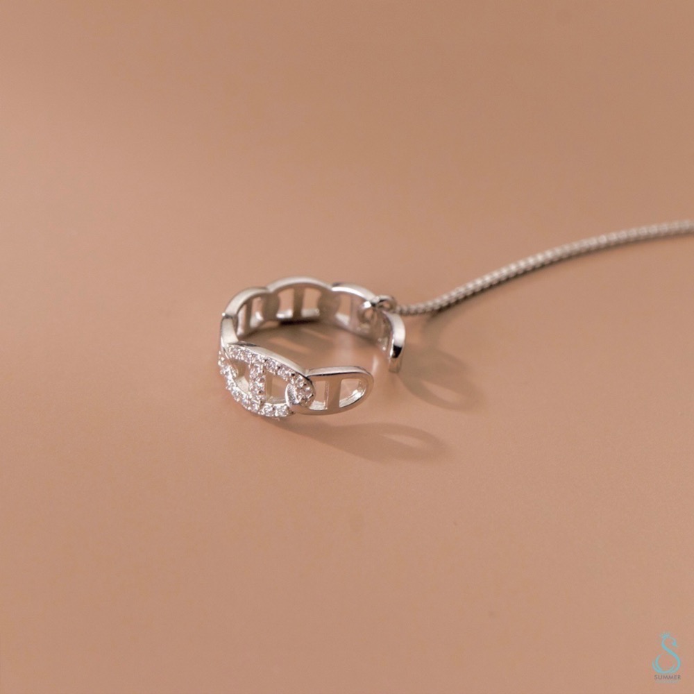 SUMMER 銀飾💫［925純銀］法式鑲鑽圈耳骨夾耳線 耳夾耳環 純銀耳環-細節圖5