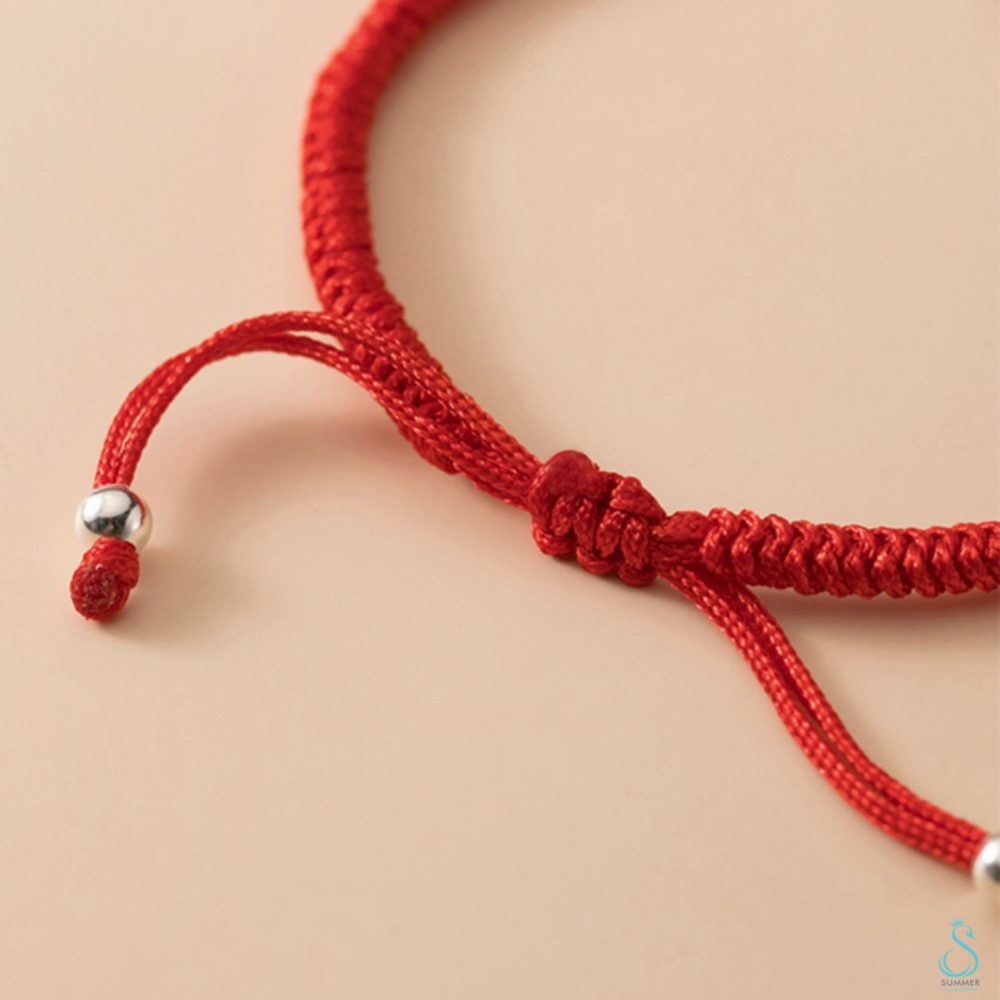 UMMER 銀飾💫［999足銀］招財進寶吉祥手繩 招財貔貅古錢 紅繩 黑繩 手作編織手繩 純銀手-細節圖7