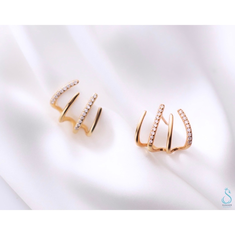SUMMER韓 銀飾💫［925純銀］鑲鑽爪形純銀耳環 純銀飾品-細節圖6
