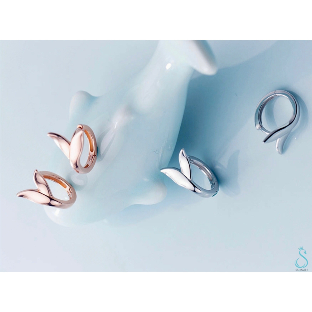 SUMMER 銀飾💫［925純銀］人魚 魚尾造型耳環 耳扣耳環 純銀耳環-細節圖2