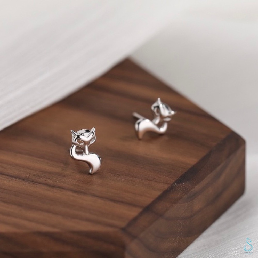 SUMMER 銀飾💫［925純銀］小巧狐狸耳環 純銀耳環-細節圖2