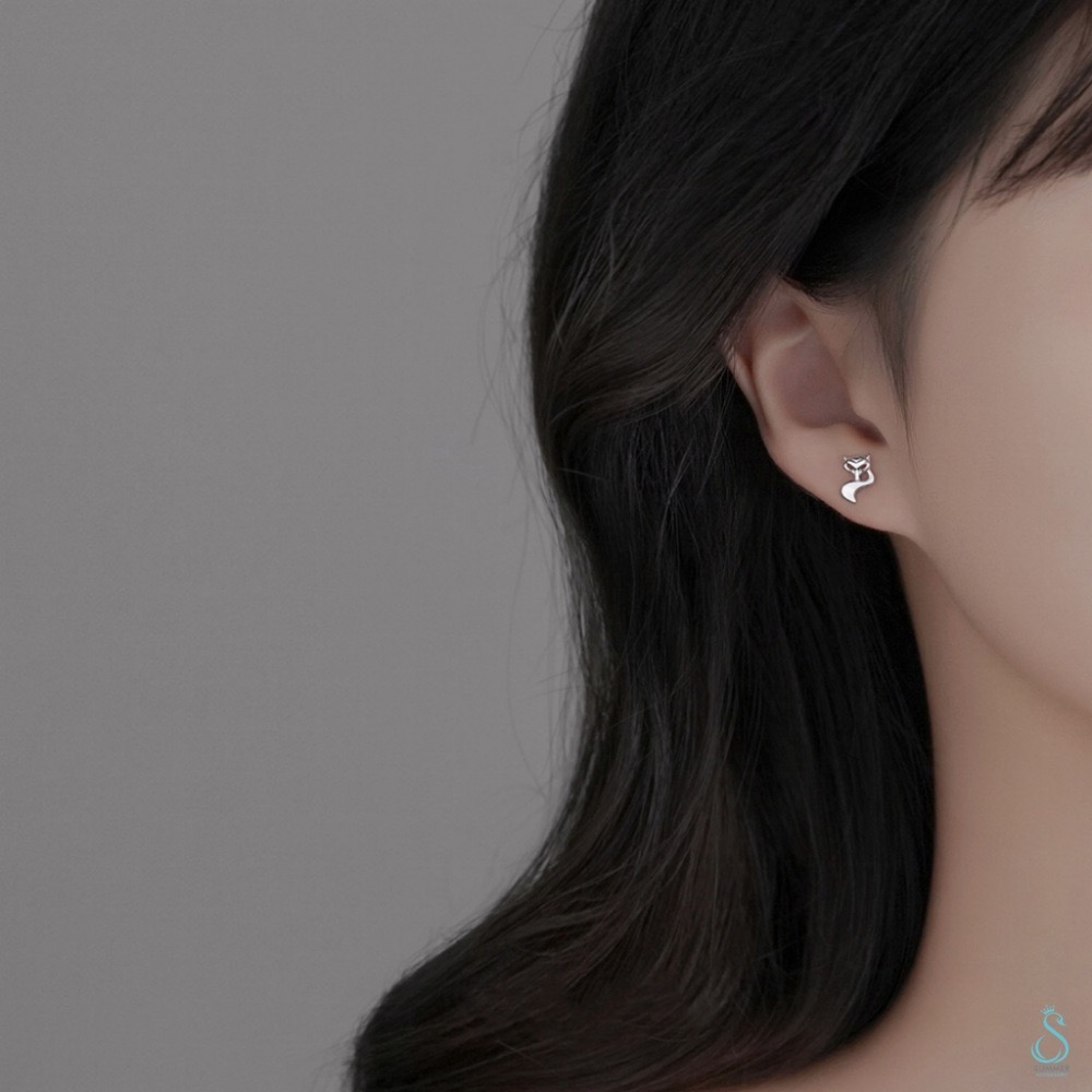 SUMMER 銀飾💫［925純銀］小巧狐狸耳環 純銀耳環-細節圖3