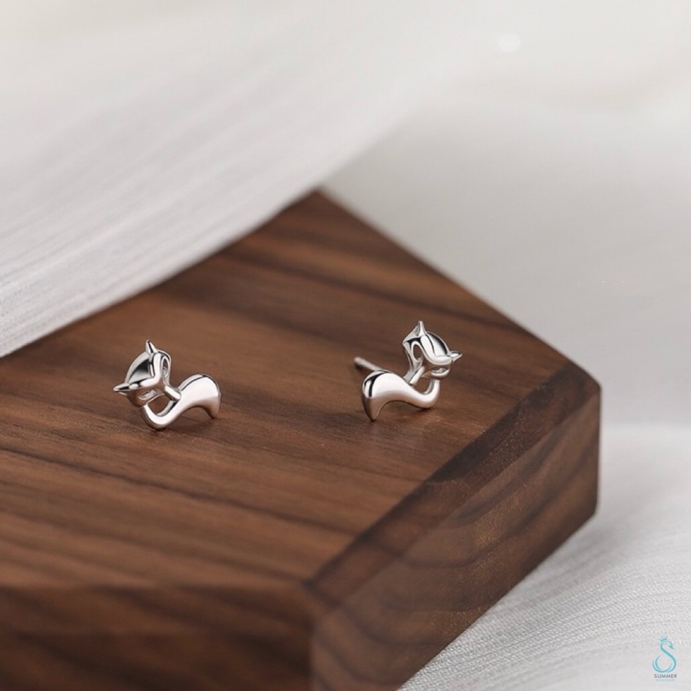 SUMMER 銀飾💫［925純銀］小巧狐狸耳環 純銀耳環-細節圖4
