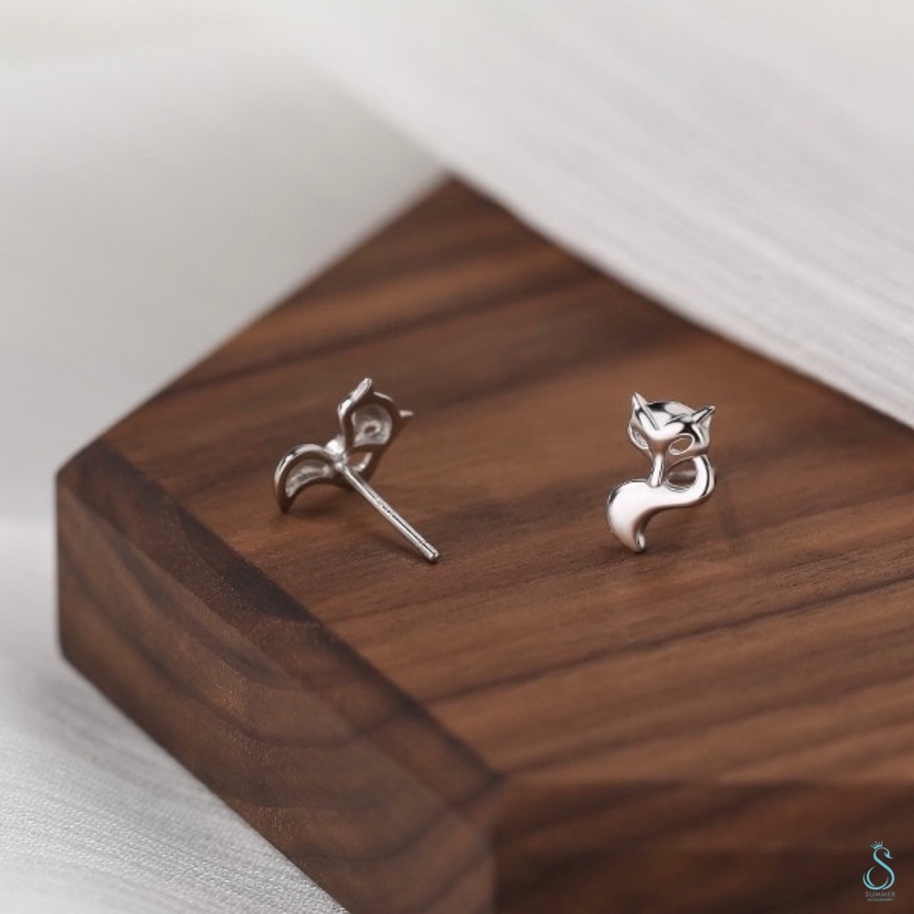 SUMMER 銀飾💫［925純銀］小巧狐狸耳環 純銀耳環-細節圖5