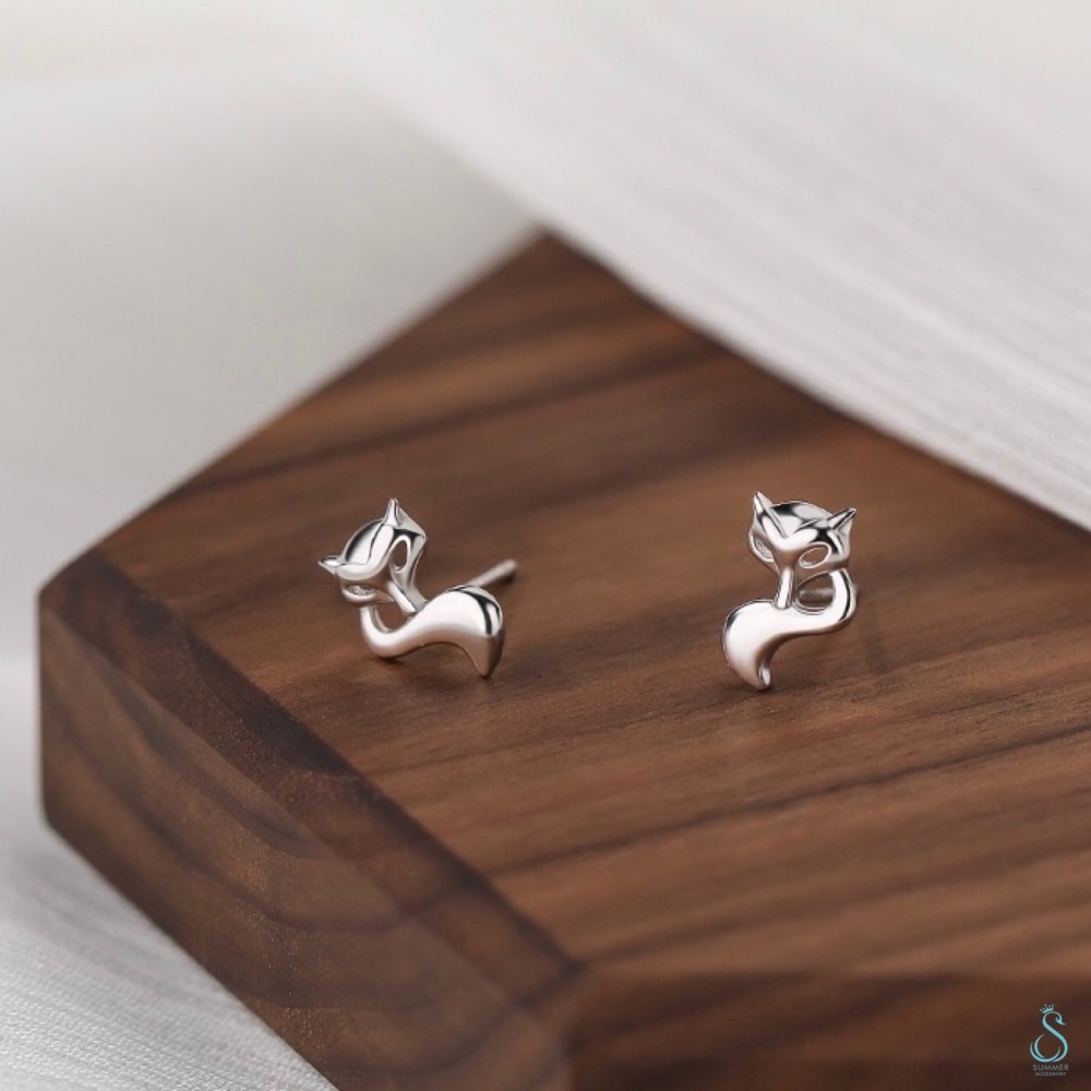 SUMMER 銀飾💫［925純銀］小巧狐狸耳環 純銀耳環-細節圖6