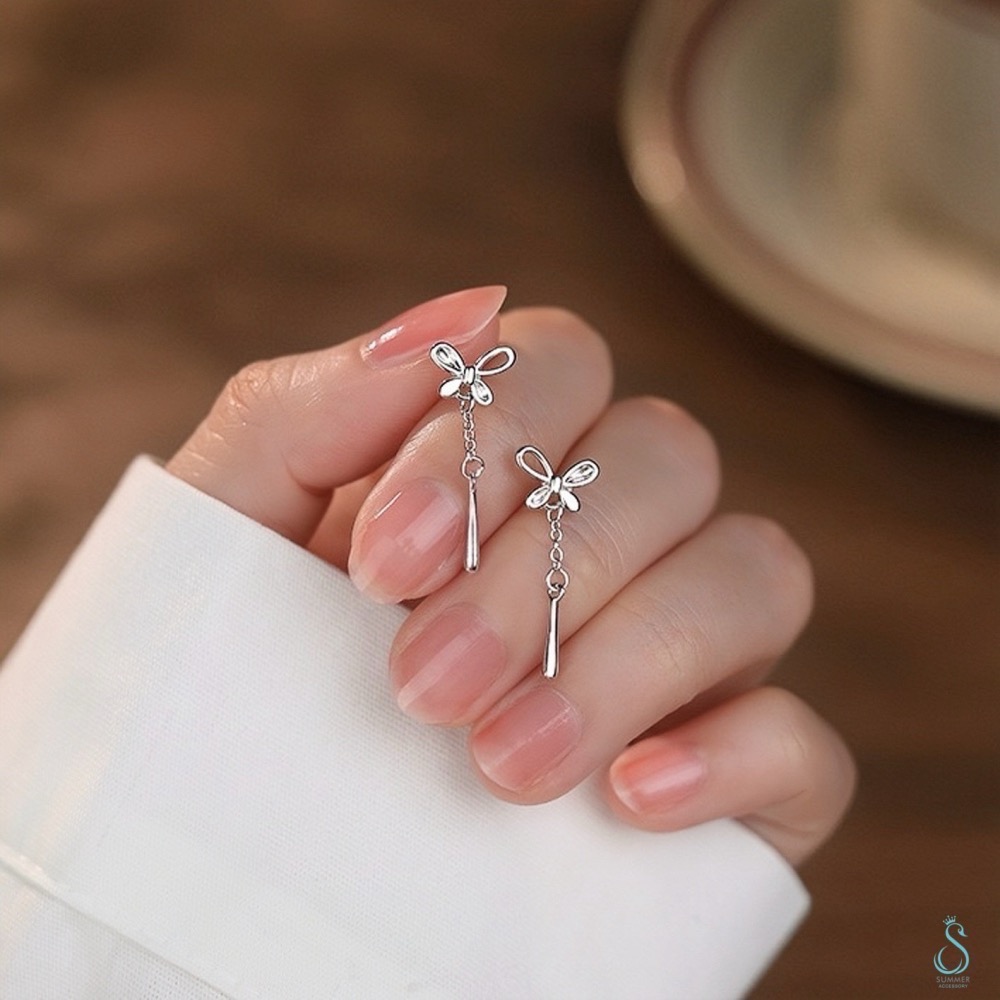 SUMMER 銀飾💫［925純銀］蝴蝶水滴墜 純銀耳環-細節圖6