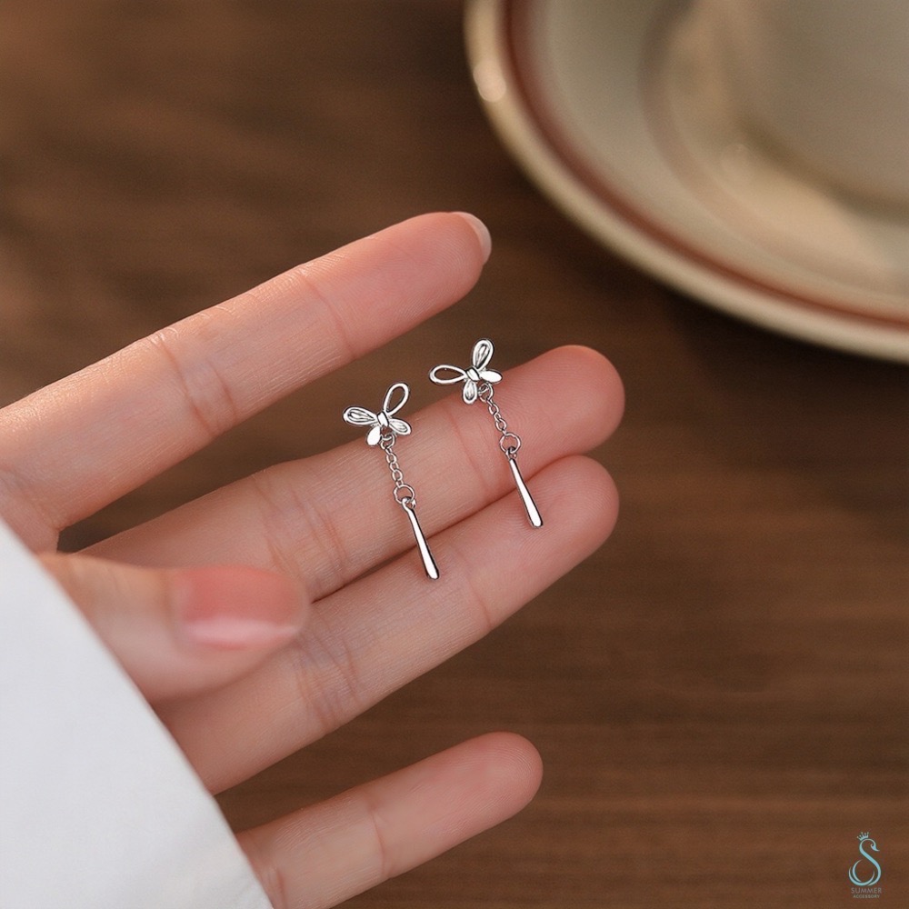 SUMMER 銀飾💫［925純銀］蝴蝶水滴墜 純銀耳環-細節圖4