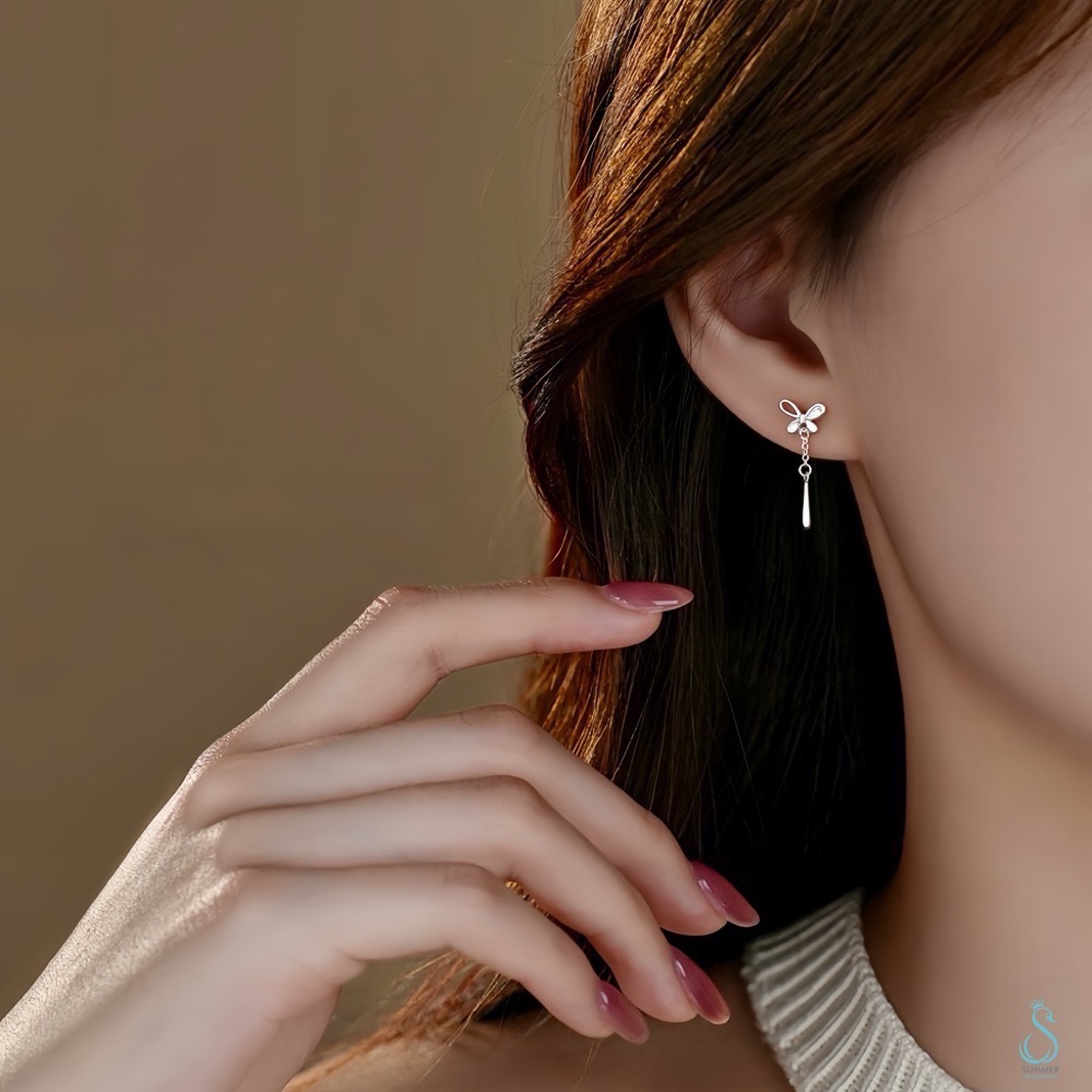 SUMMER 銀飾💫［925純銀］蝴蝶水滴墜 純銀耳環-細節圖5