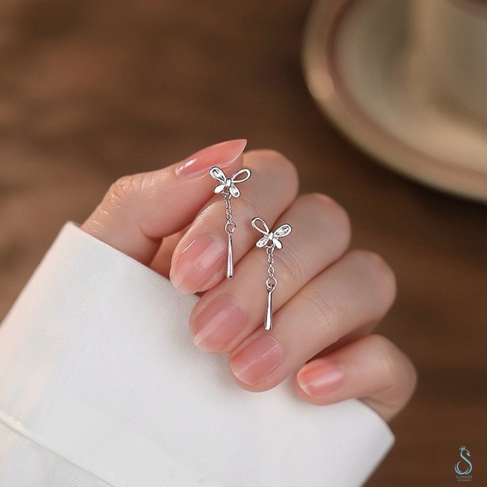 SUMMER 銀飾💫［925純銀］蝴蝶水滴墜 純銀耳環-細節圖6
