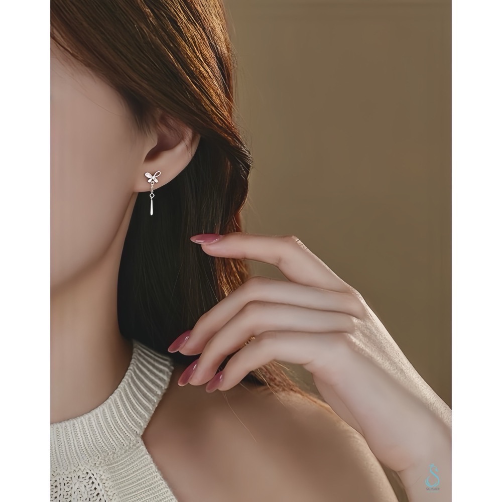 SUMMER 銀飾💫［925純銀］蝴蝶水滴墜 純銀耳環-細節圖9