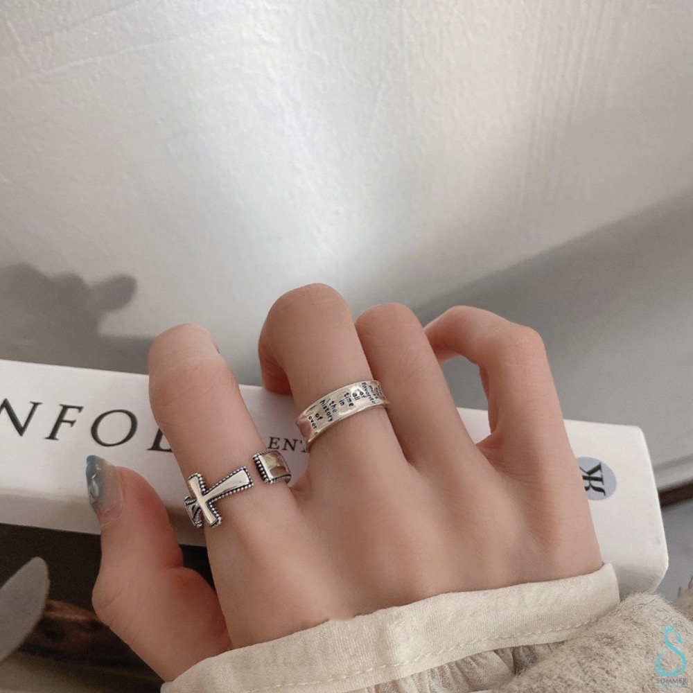 SUMMER韓 銀飾💫［925純銀］十字造型戒 宣言字母戒 純銀戒指 純銀飾品-細節圖3