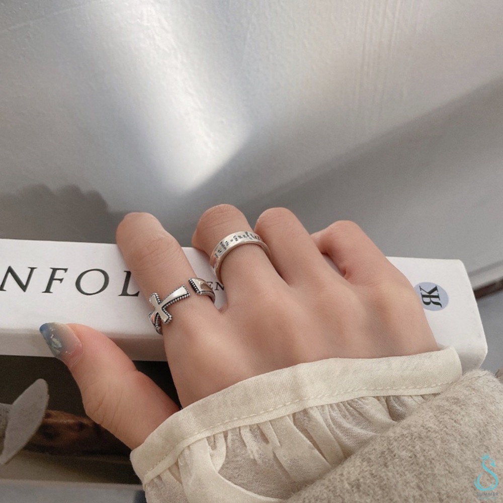 SUMMER韓 銀飾💫［925純銀］十字造型戒 宣言字母戒 純銀戒指 純銀飾品-細節圖4