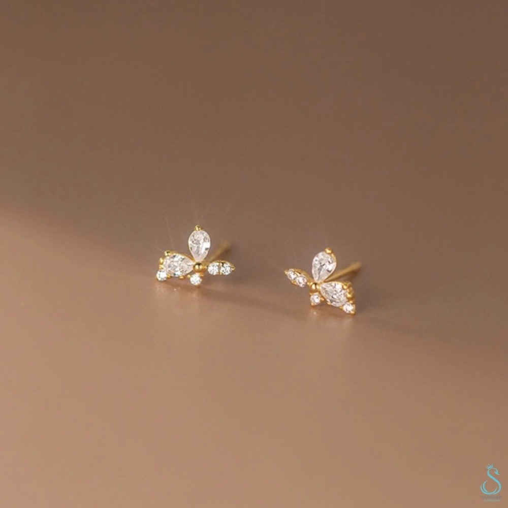 SUMMER韓 銀飾💫［925純銀］蝶之戀 甜美迷你純銀耳環 純銀飾品-細節圖2