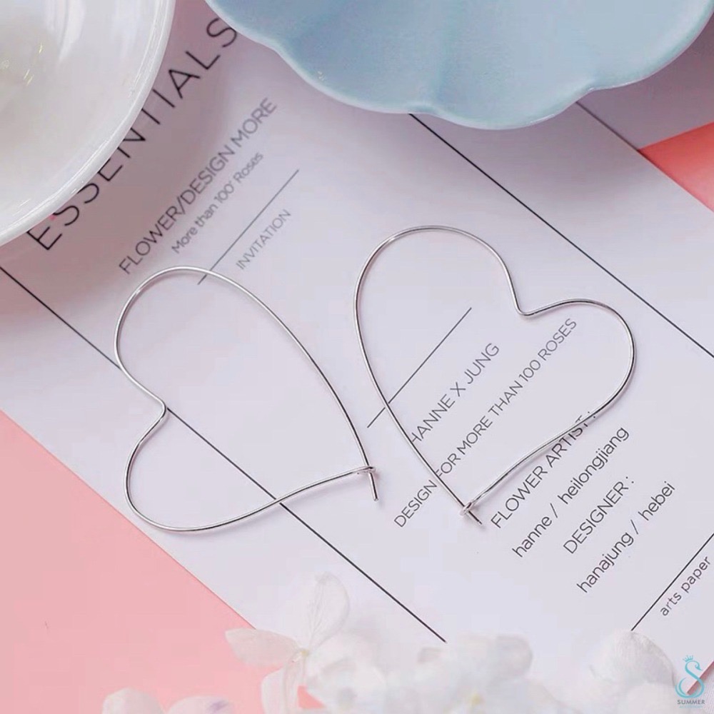 SUMMER 銀飾💫［925純銀］簡易大愛心耳圈 純銀耳環-細節圖7
