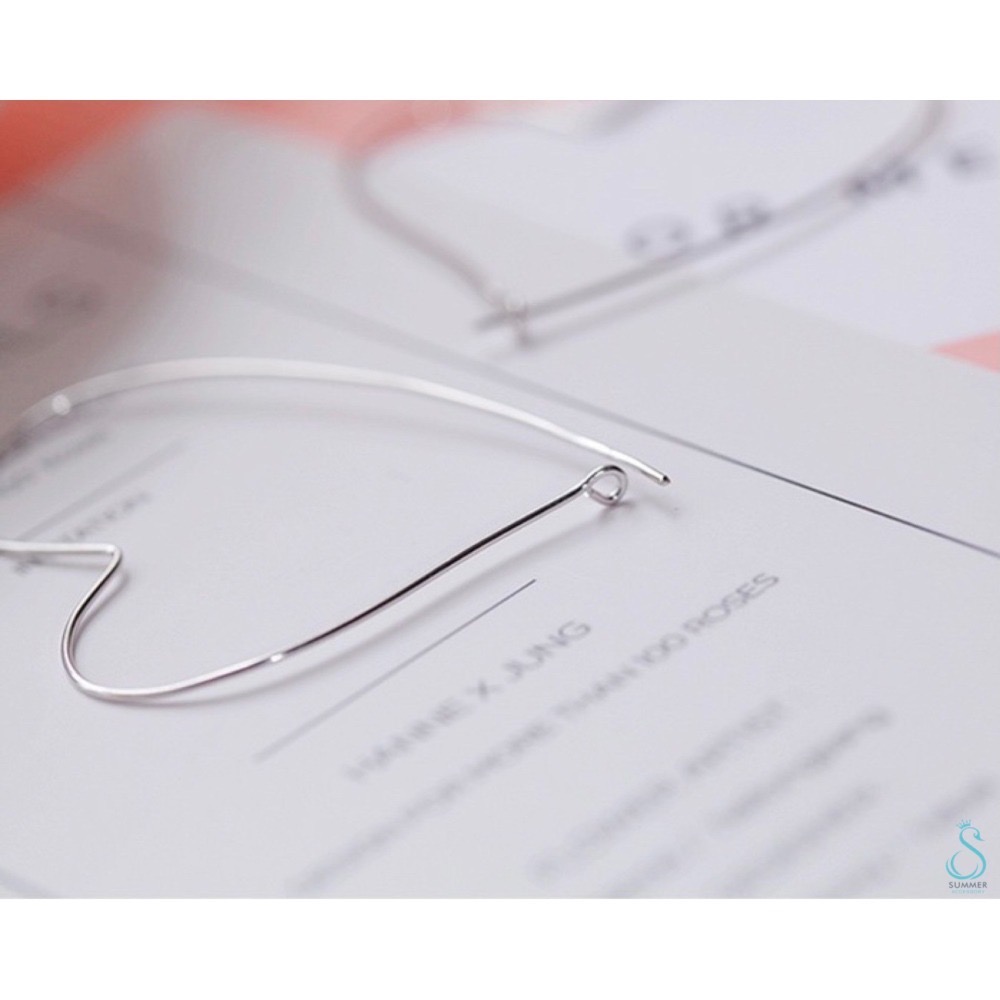 SUMMER 銀飾💫［925純銀］簡易大愛心耳圈 純銀耳環-細節圖8