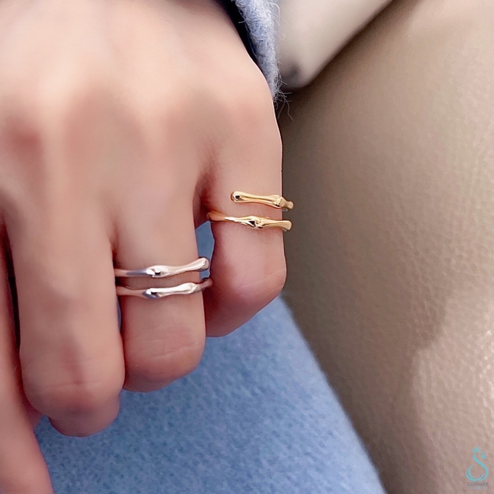 SUMMER韓 銀飾💫［925純銀］雙層竹節尾戒 純銀戒指 純銀尾戒 純銀飾品-細節圖7