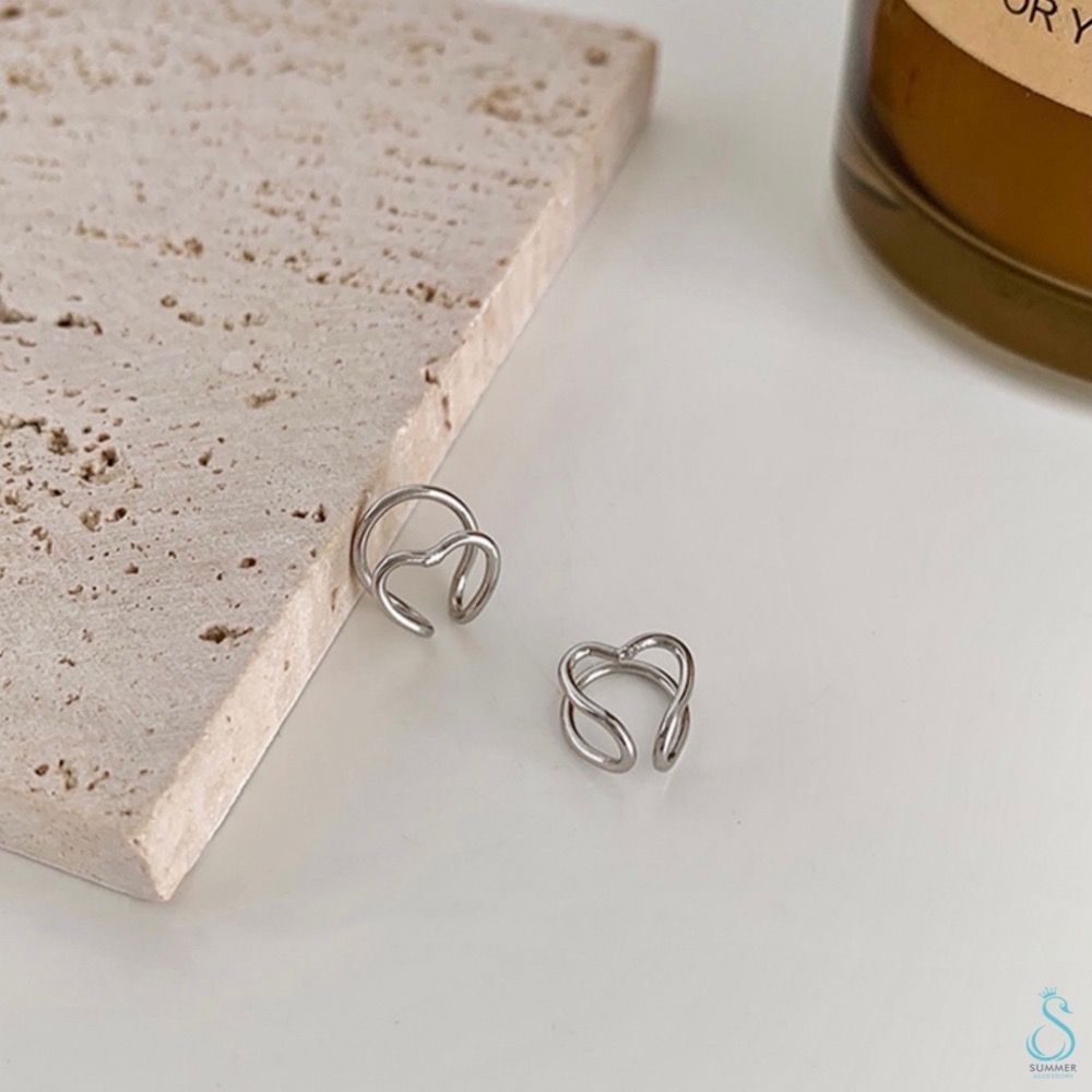 SUMMER 銀飾💫［925純銀］框心耳夾 可雙面佩戴 純銀耳環 純銀耳夾-細節圖2