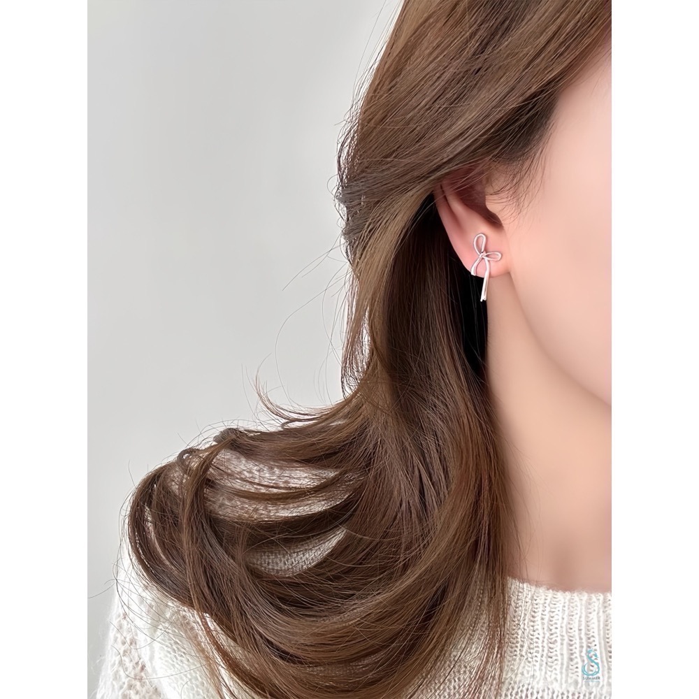 SUMMER 銀飾💫［925純銀］飄帶蝴蝶結耳環 蝴蝶結耳環 純銀耳環-細節圖9