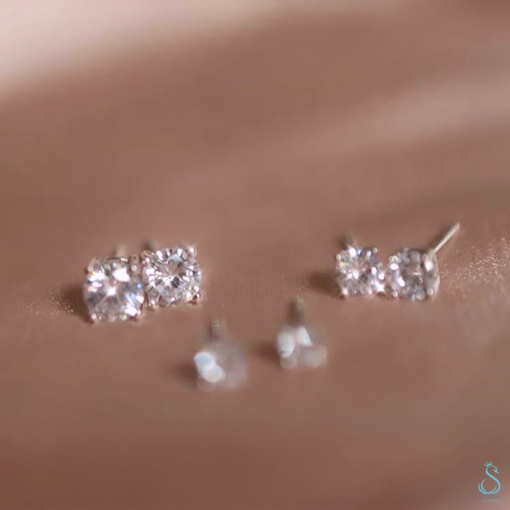 SUMMER 銀飾💫［925純銀］經典美鑽耳針 四爪鑽耳針（八心八箭極致閃亮） 純銀耳環-細節圖2