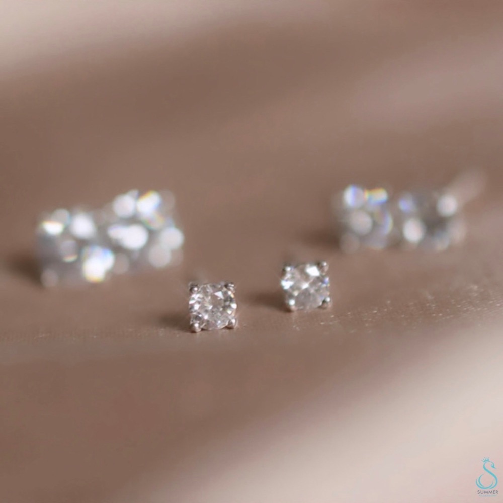 SUMMER 銀飾💫［925純銀］經典美鑽耳針 四爪鑽耳針（八心八箭極致閃亮） 純銀耳環-細節圖3