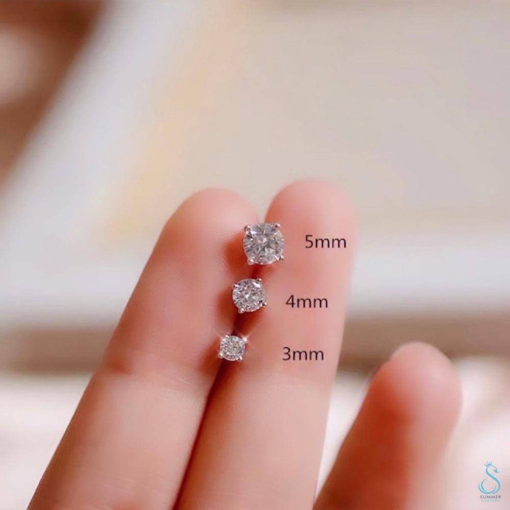 SUMMER 銀飾💫［925純銀］經典美鑽耳針 四爪鑽耳針（八心八箭極致閃亮） 純銀耳環-細節圖5