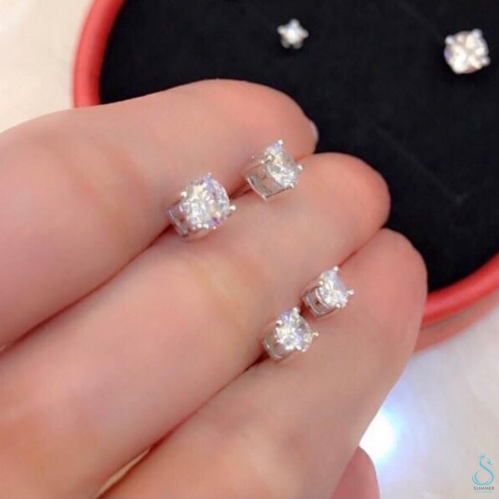 SUMMER 銀飾💫［925純銀］經典美鑽耳針 四爪鑽耳針（八心八箭極致閃亮） 純銀耳環-細節圖7