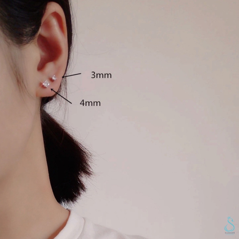 SUMMER 銀飾💫［925純銀］經典美鑽耳針 四爪鑽耳針（八心八箭極致閃亮） 純銀耳環-細節圖8