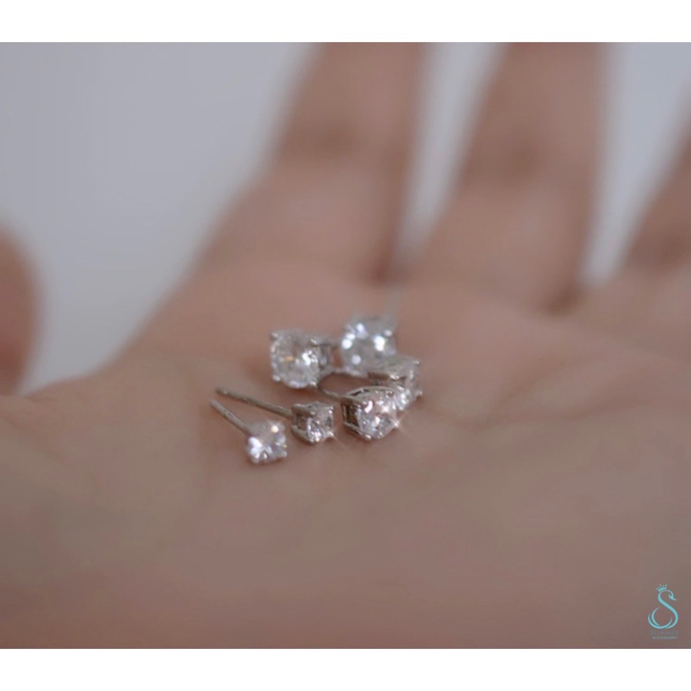 SUMMER 銀飾💫［925純銀］經典美鑽耳針 四爪鑽耳針（八心八箭極致閃亮） 純銀耳環-細節圖9