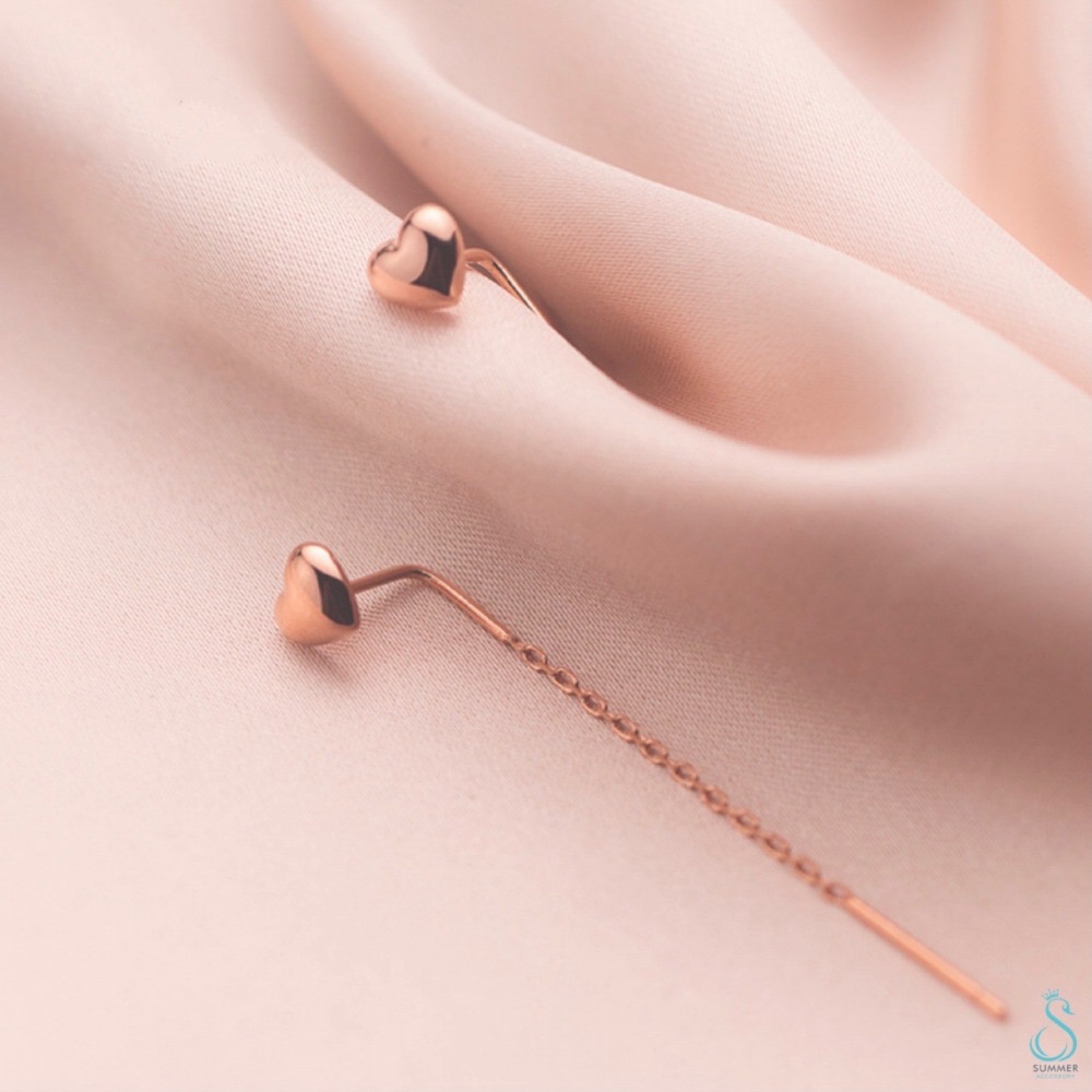 SUMMER 銀飾💫［925純銀］亮面愛心耳線 純銀耳環-細節圖7