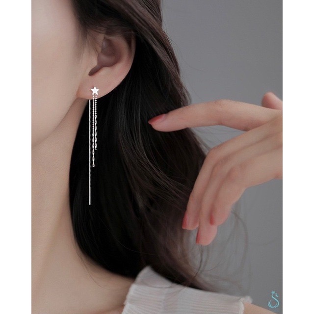 SUMMER 銀飾💫［925純銀］ ⭐️星星流蘇耳線  純銀耳線 純銀耳環 銀飾品-細節圖8