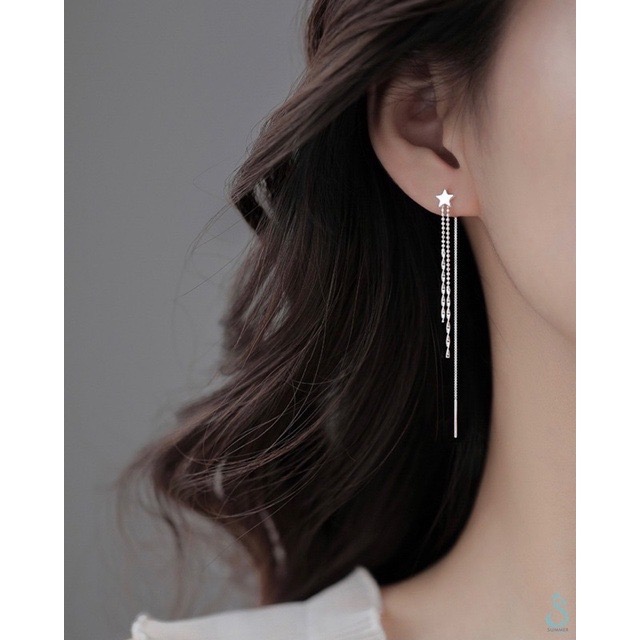 SUMMER 銀飾💫［925純銀］ ⭐️星星流蘇耳線  純銀耳線 純銀耳環 銀飾品-細節圖9