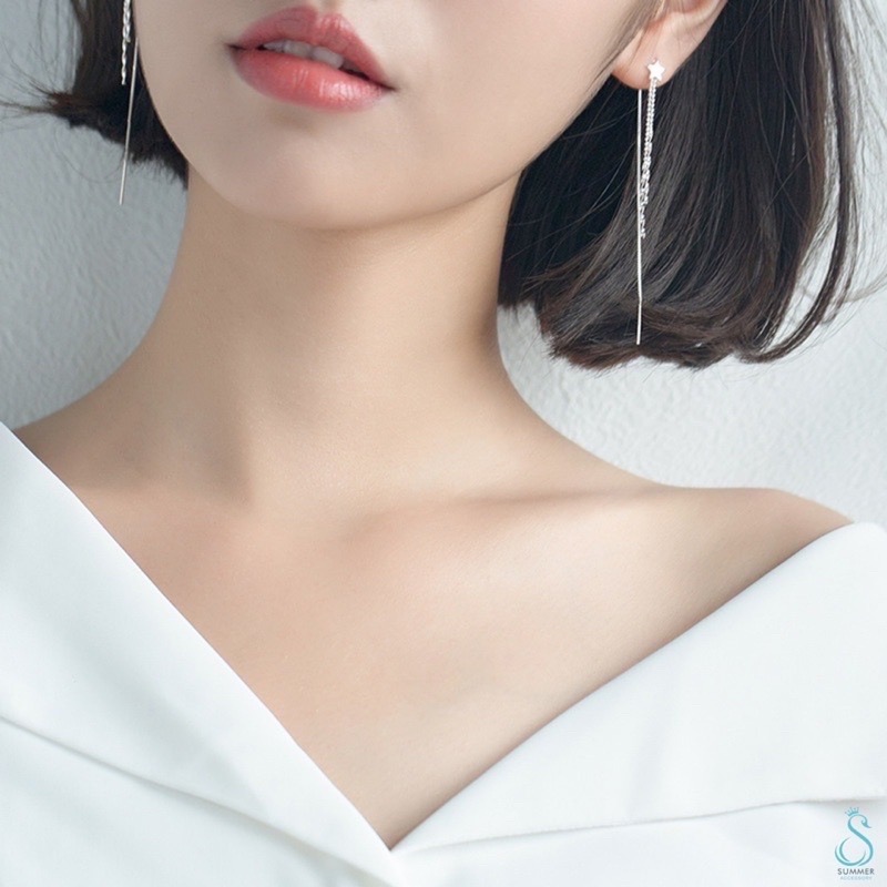 SUMMER 銀飾💫［925純銀］ ⭐️星星流蘇耳線  純銀耳線 純銀耳環 銀飾品-細節圖3