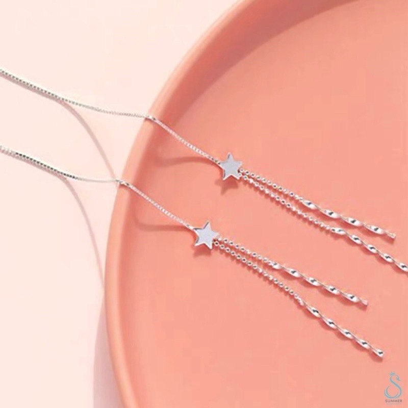 SUMMER 銀飾💫［925純銀］ ⭐️星星流蘇耳線  純銀耳線 純銀耳環 銀飾品-細節圖5